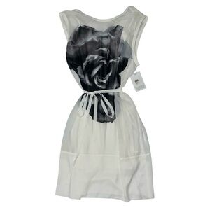 Alexander McQueen MCQ White Black Rose Layered Sheer Overlay Dress